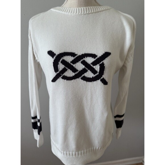 Barbour Mast Knit‎ Printed Crew Neck Pullover Sweater Size US 6 Nautical Classic - Picture 1 of 9